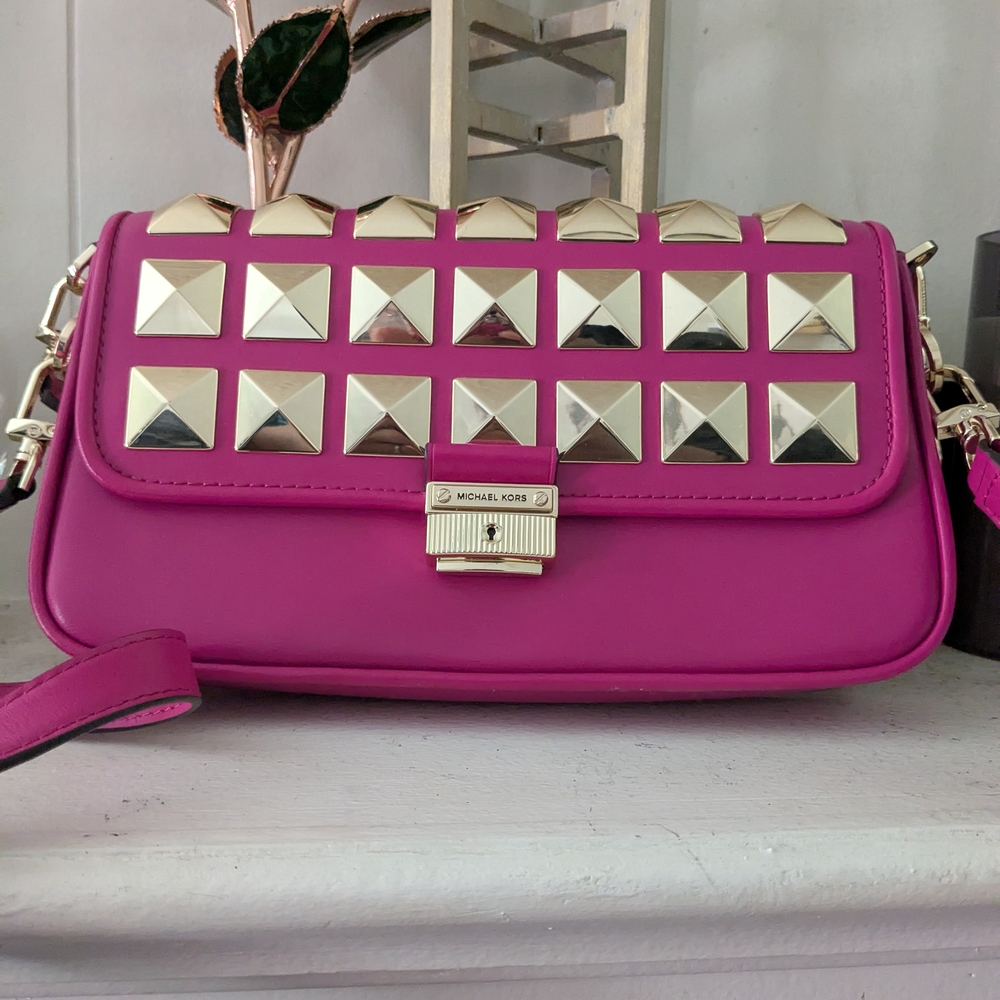 Michael Kors Pink Shoulder Bag with Gold Accents